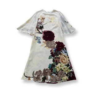 Valentino cream multicolor floral print midi dress size 12